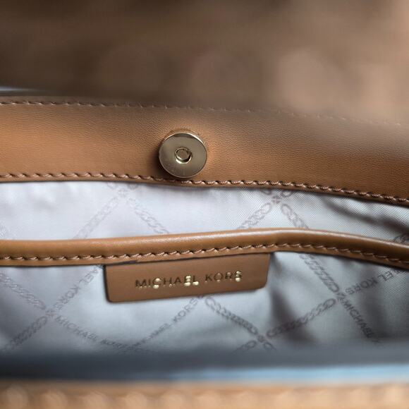 Michael Kors Jane Large Brown Pebbled Leather Clutch Crossbody NWOT - Picture 4 of 16